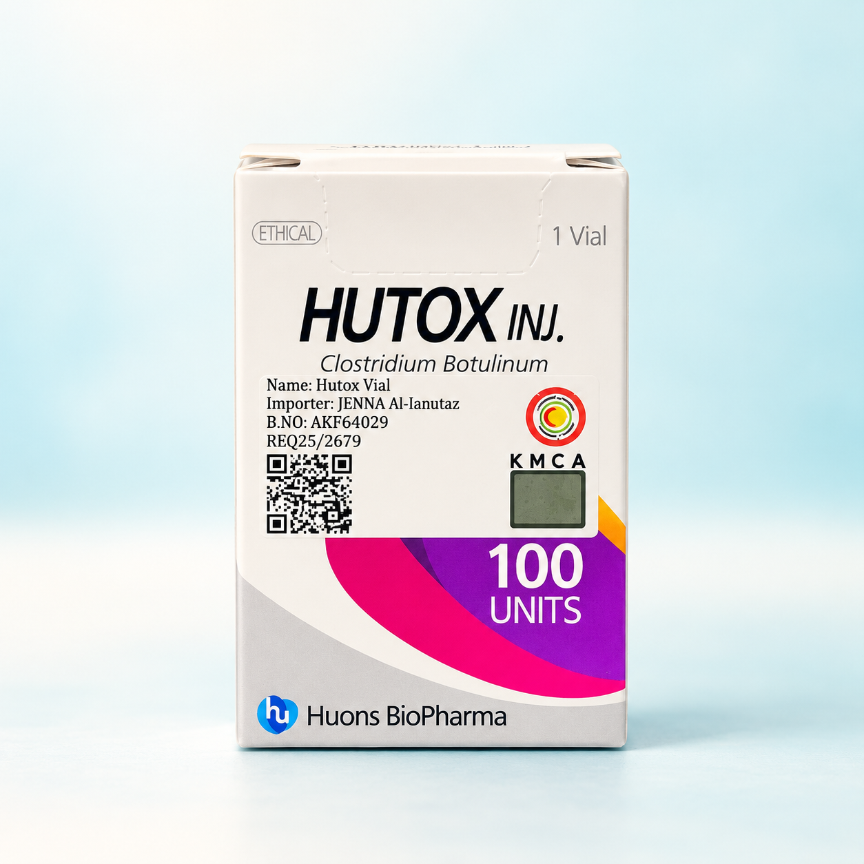Studio photograph of Hutox Inj 100 Units